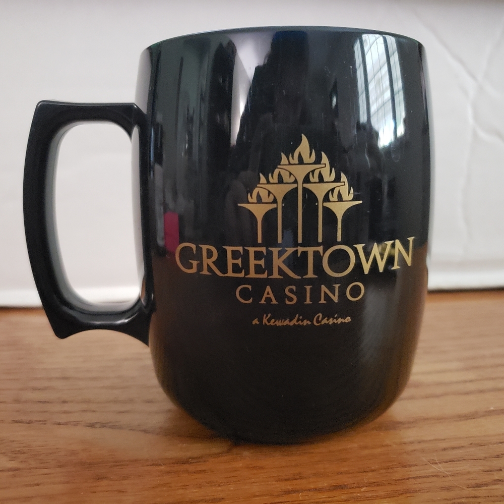 Rare Greektown Casino Plastic Collectible Black Mug Cup